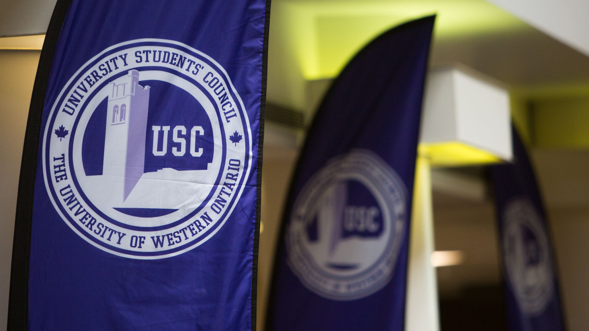 USC pennants in atrium